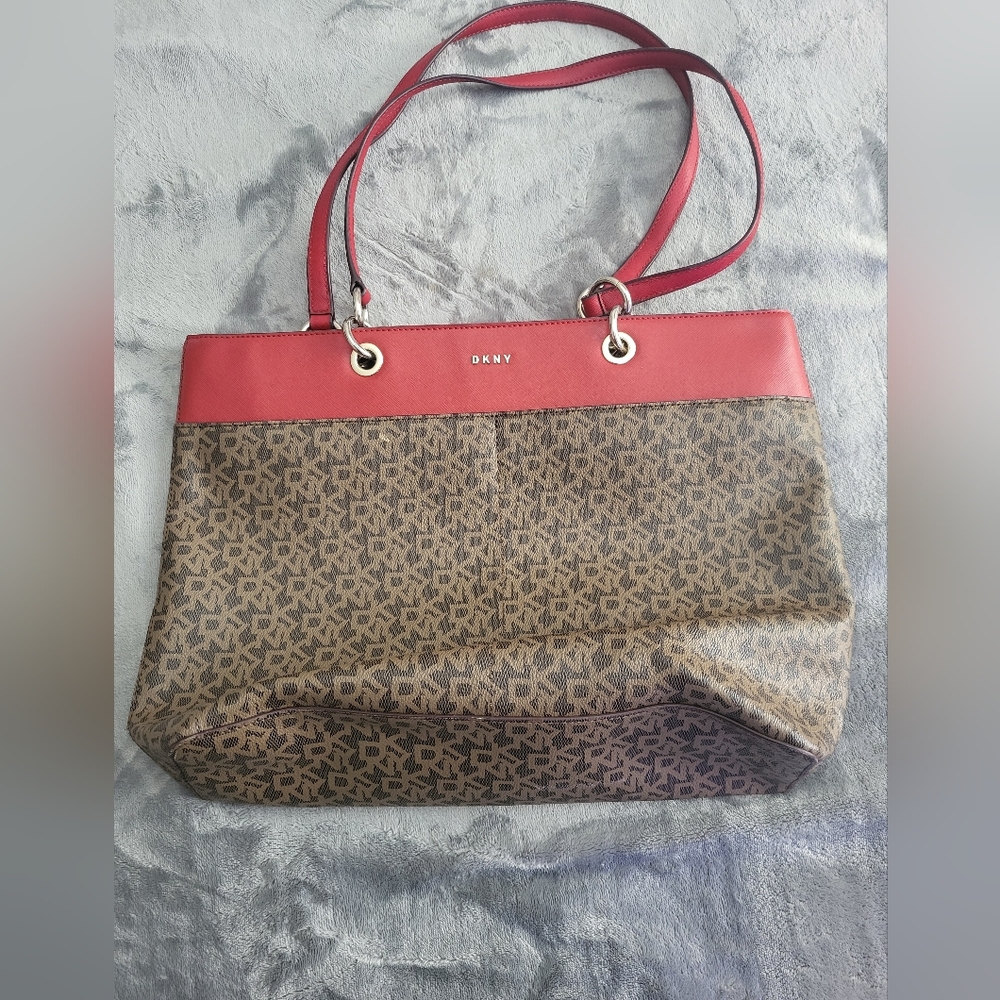 DKNY Red and Brown Handbag
